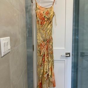 Yellow Floral silky dress by Basix II